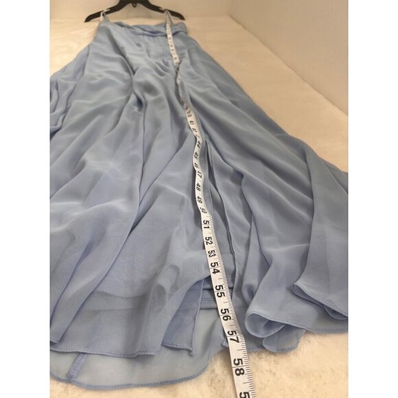 New LOVELY Women's Size 4-R ADJUSTABLE STRAP WRAP BODICE MAXI DRESS IN SKY BLUE - Picture 7 of 11